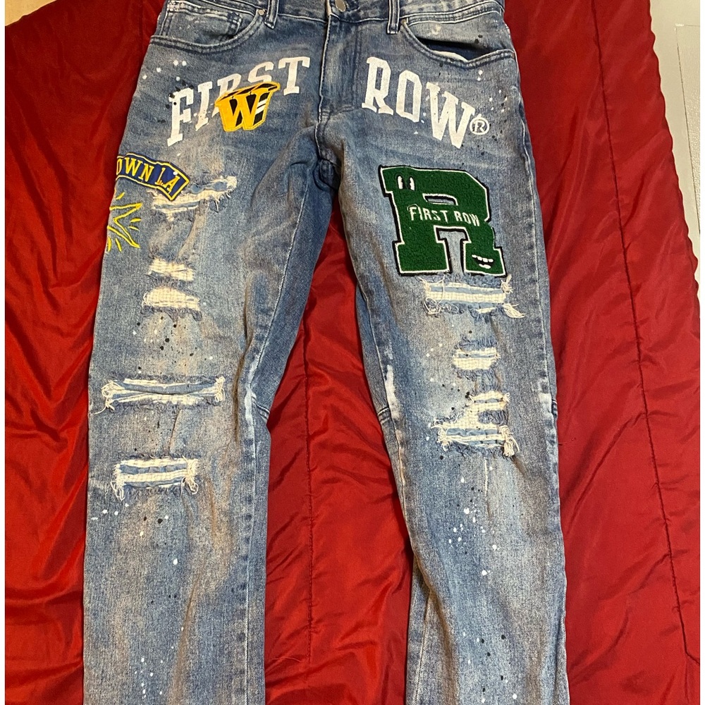 Men’s First Row Varsity Patched Jeans